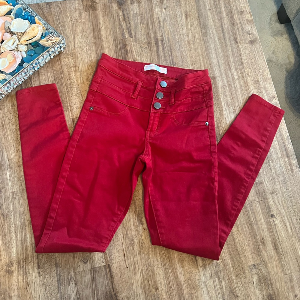 Junior size deep red skinny pants